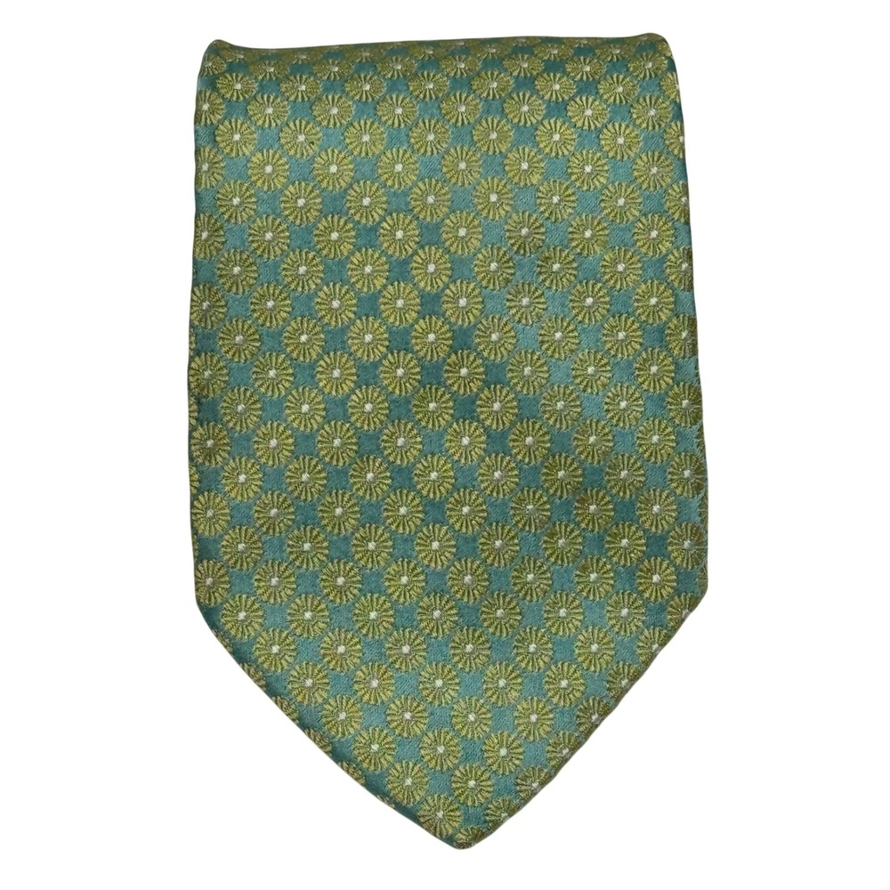 Ike Behar Necktie Mens OS Seafoam Green Silk Geometric Floral Medallion USA